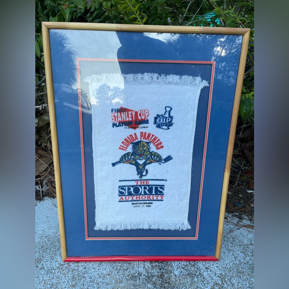 Vintage Framed Florida Panthers Stanley Cup Towel 1996